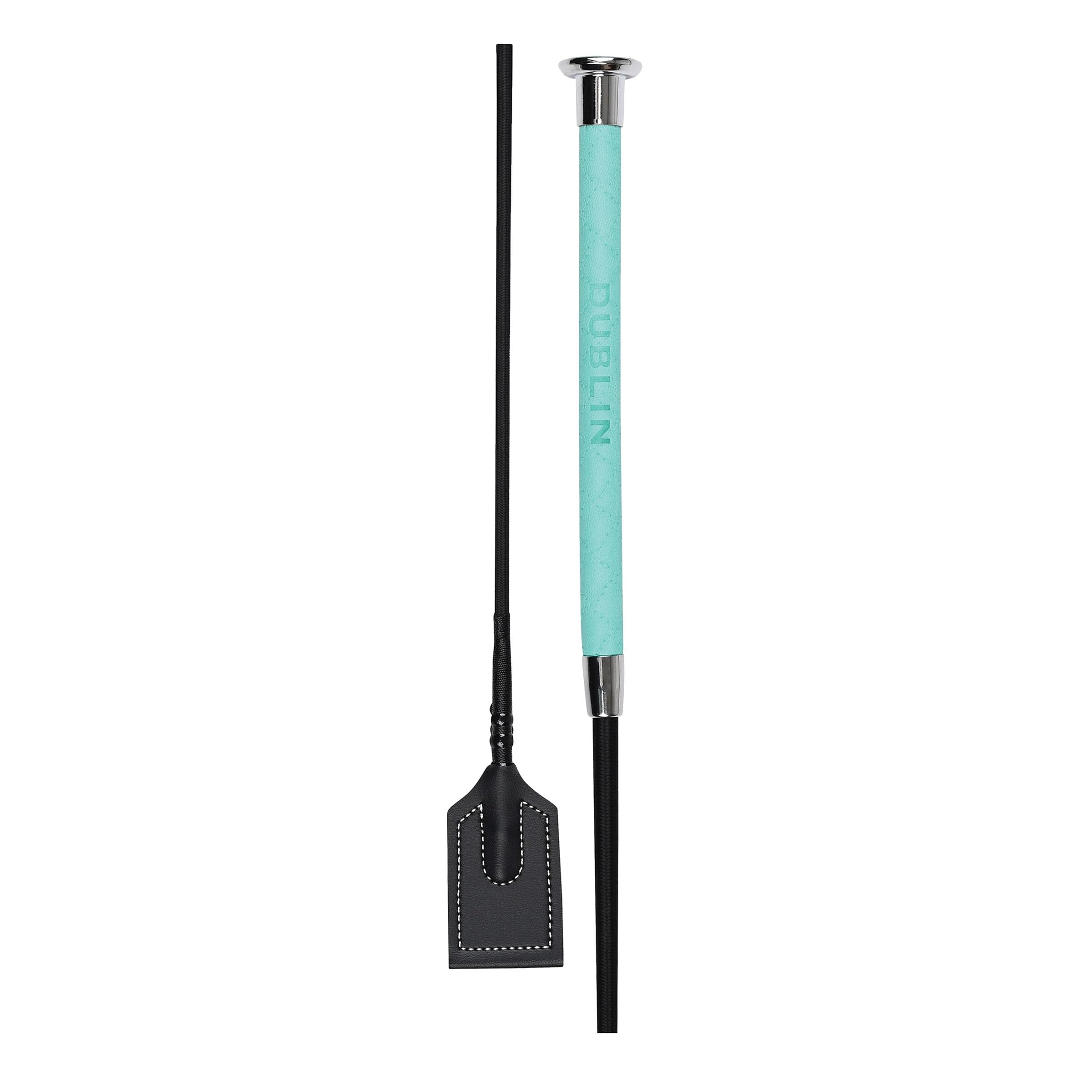 Dublin Fancy Stitch Leather Crop, Turquoise, 65cm