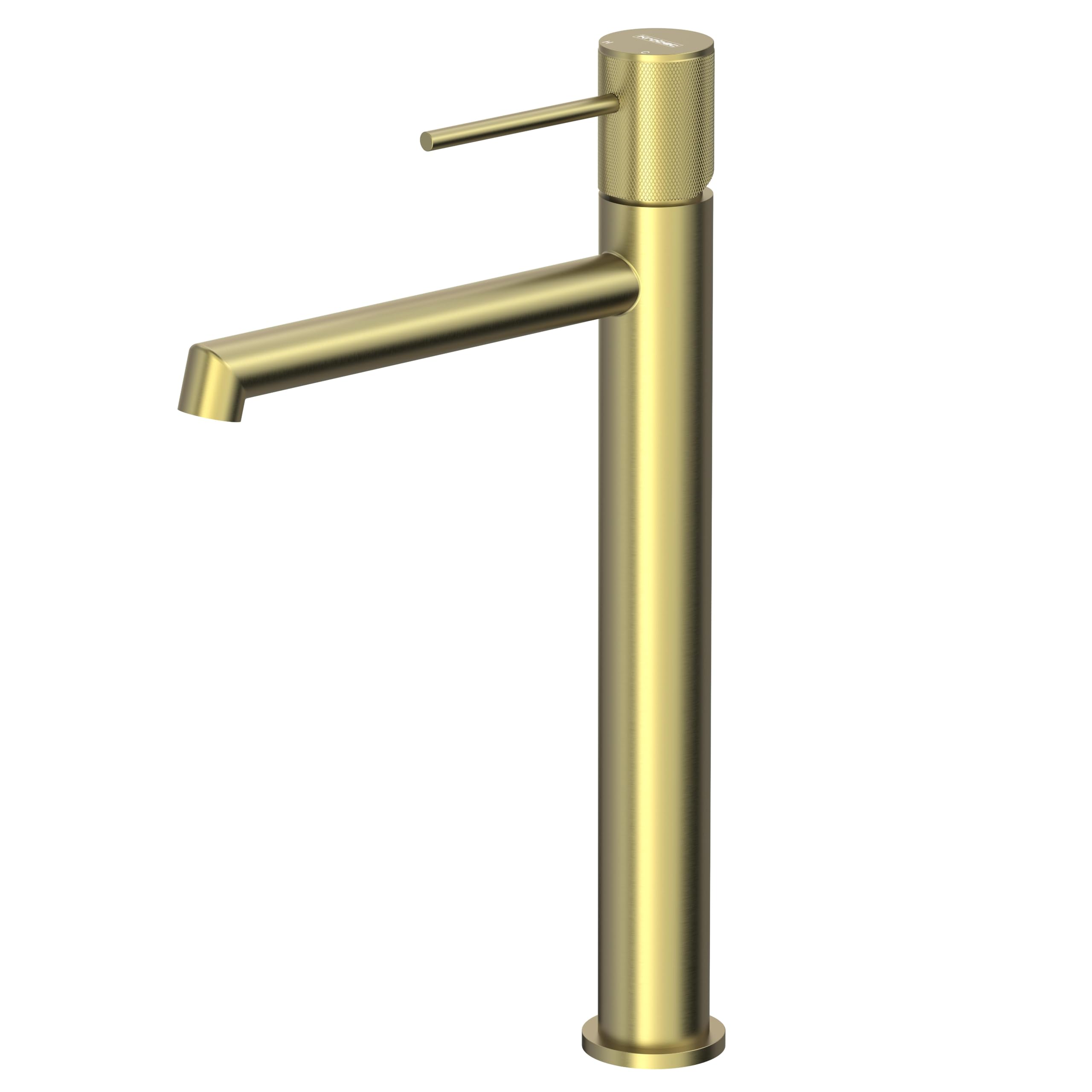 Krobec Mitigeur Lavabo Haut, Robinet Salle Bain, Mitigeur pour Vasque a Poser, Robinet de Lavabo Haut Salle de Bains en Acier Inoxydable, Hauteur de Bec de 250mm,Or brossé.