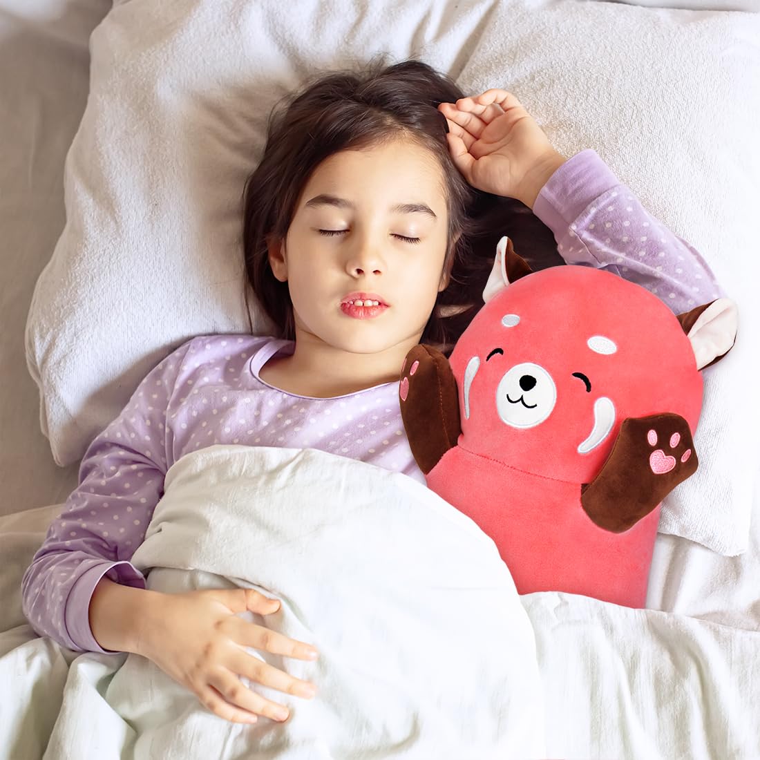 MIAOHAHA Long Plush Raccoon Pillow - Cute Plush Toy Doll Stuffed Animal Hugging Pillow for Sleeping - Gift for Kids and Girls (Pink, 50cm/19.6in)