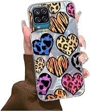 Case for Samsung Galaxy A12/M12/A12 Nacho, Case with Colourful Heart Pattern, Slim Soft Silicone Bumper Shockproof Protection Case Cover Leopard Design Woman Girl Gift Glitter Cover