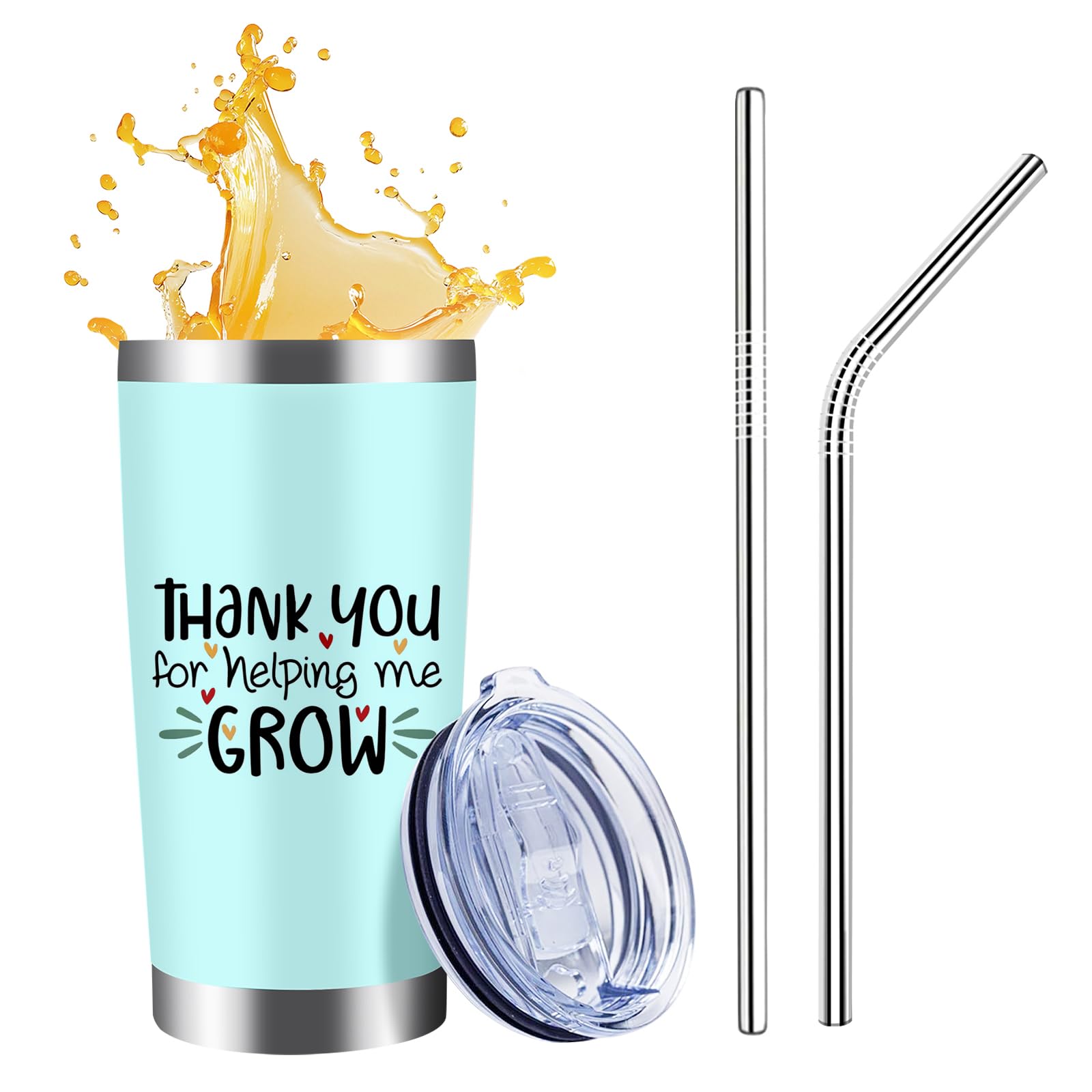 WFSJRED Designs Inspirational Gifts For Woman Tumbler 20oz, Vacuum Insulated Tumbler with Lid and Straw, Double Wall Coffee Cup, Travel Mug for Cold Hot Drinks (Grow)