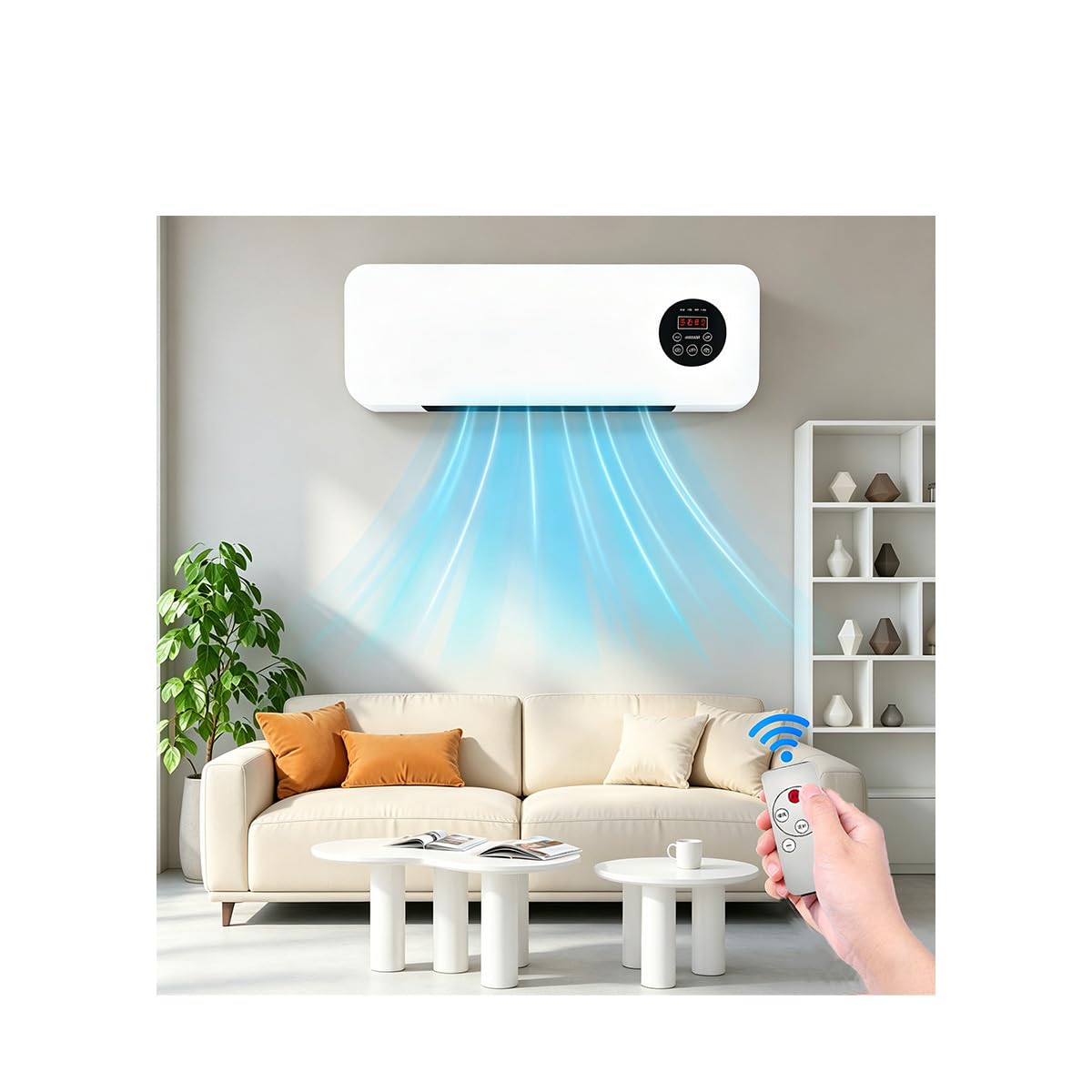 Aria condizionata,Clim Portatile,Clim Con Telecomando,Condizionatore a Parete Reversibile Split,Condizionatore Senza Unità Esterne,Ventilatore Di Raffreddamento Per Cucina,Camera Da Letto (Bianco-2)