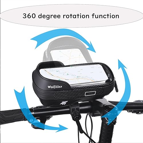Miniatura 5 de Soporte de teléfono impermeable para bicicleta, soporte de pantalla táctil para teléfonos de 7 pulgadas, rotación de 360 y bolsa de manillar a