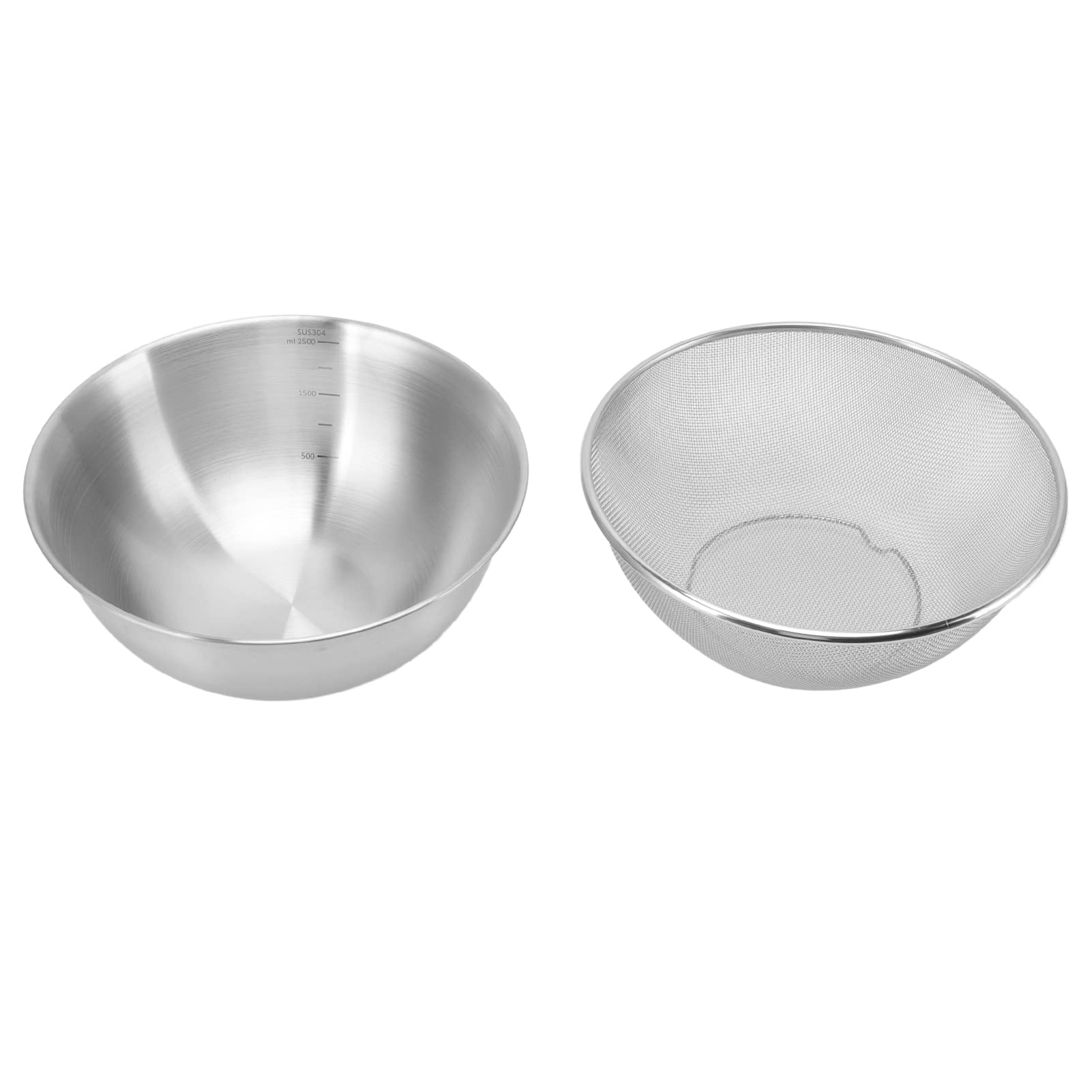 Cocoarm Colino in Acciaio Inossidabile, Colino per Riso in Insalatiera 304 24 Cm con Drenaggio Microporoso da 2 Mm, Impilabile per Lavare Chicchi di Riso Verdura Frutta in Domestica (Ciotola+schermo