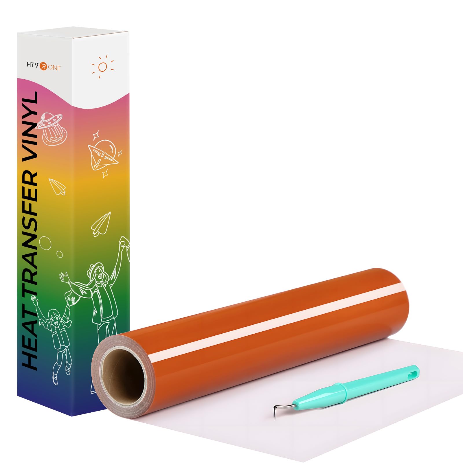 HTVRONT Heat Transfer Vinyl Texas Orange HTV Rolls, 12" x 20ft