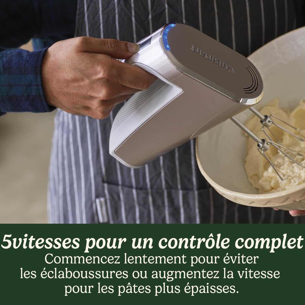 Cuisinart Cordless Power Hand Mixer | mikser do ciasta do pieczenia | kij ze stali nierdzewnej, 5 prędkości | możliwość ponownego ładowania | 20 minut ciągłej pracy | nadaje się do mycia w zmywarce |