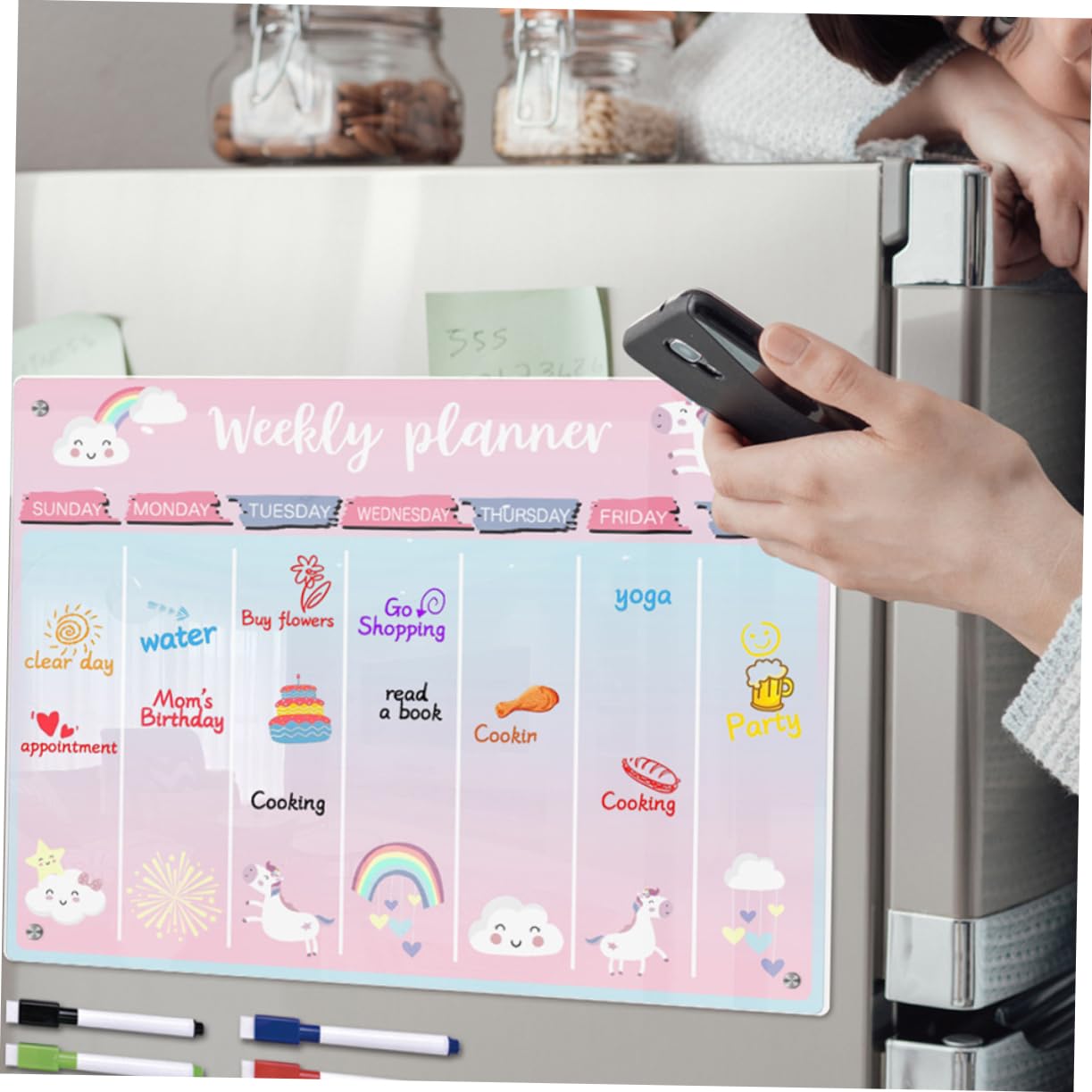 NUOBESTY Magnetische Acryl-kühlschrank-whiteboard Transparentes Kühlschrank-board Mit Magnetischem Design Leicht Zu Befestigen Reinigen Für Wochenpläne Und Notizen in Küche Oder Büro