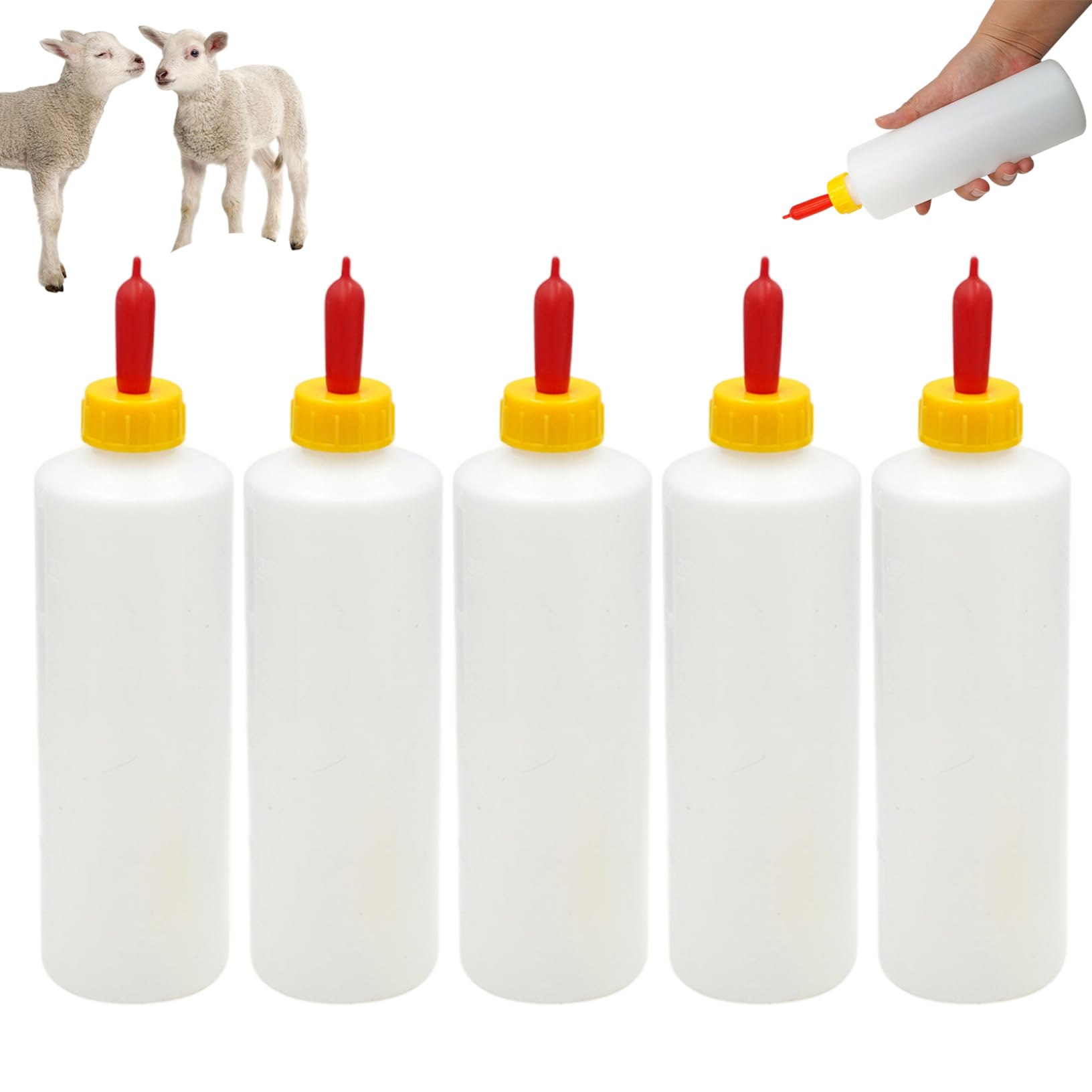 5 pièces biberon de chèvre 400 ML biberons de chèvre pour Nourrir Les bébés chèvres biberon d'agneau avec tétines Remplacement pour Nourrir Le bétail Veau d'agneau Mouton