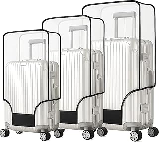 Zulaxy Luggage Cover Set of 3 for Trolley Bags | Transparent PVC Suitcase Covers | Waterproof Dustproof Scratch Resistant ...