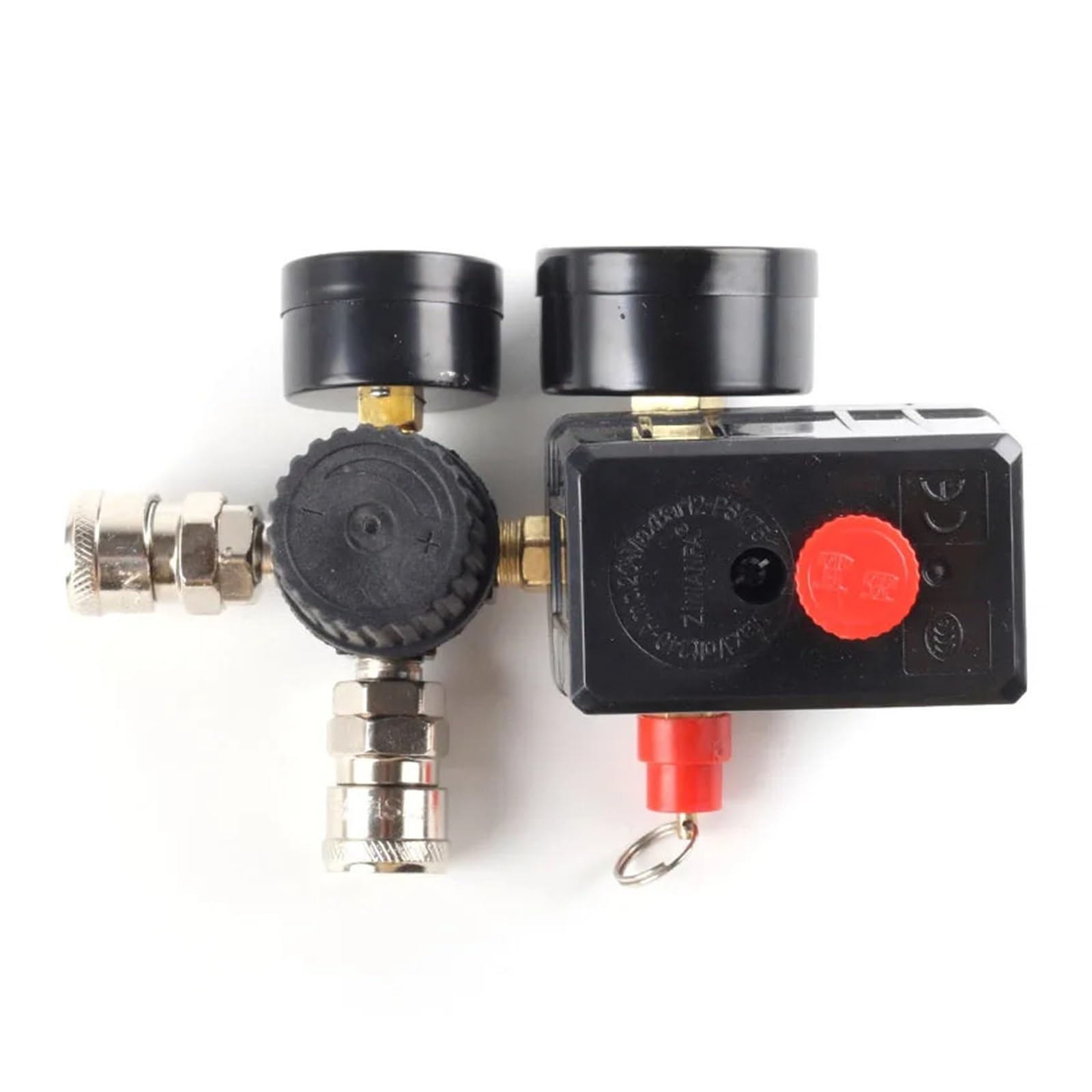 ZXTIIEUF Air Compressor Pump Pressure Control Switch 4 Port 220V/380V Manifold Regulator 30-120PSI Control with Gauge(A 220V)
