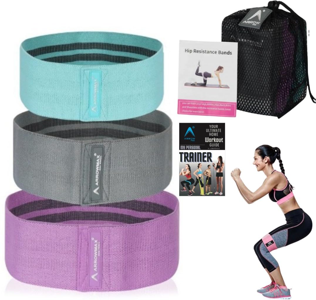 ArrowMax Fabric Anti Slip HIPS,Glutes,Booty Stretching Bands Fitness Band (Pack of 3)-image-47