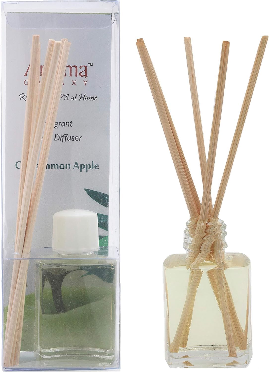 Green Apple & Cinnamon Reed Diffuser Set, 1 Oz Set with Refill Pack Scented Diffuser with 6 Sticks Home Fragrance Reed Diffuser for Bathroom Shelf Decor