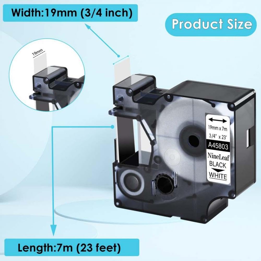 Nastro for etichette nero su bianco compatibile con D1 45803 19 mm compatibile con LabelManager 300 420P