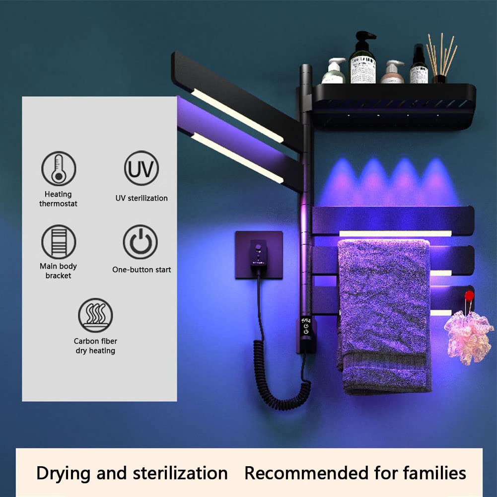 Mensole da Bagno squisite Scaldasalviette termostatico, Scaldasalviette Elettrico, Scaldasalviette Elettrico a Parete con Collegamento Fisso/a Spina per Bagno, Scaldasalviette
