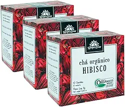 Kampo de Ervas, Kit 3 Chá Hibisco Orgânico 10 sachês por caixa Kampo de Ervas
