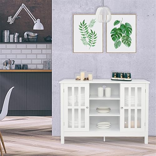 Miniatura 2 de ZSEDP - Credenza de madera de 43 pulgadas y aparador gabinete de almacenamiento de bufé para entrada armario de almacenamiento con puertas