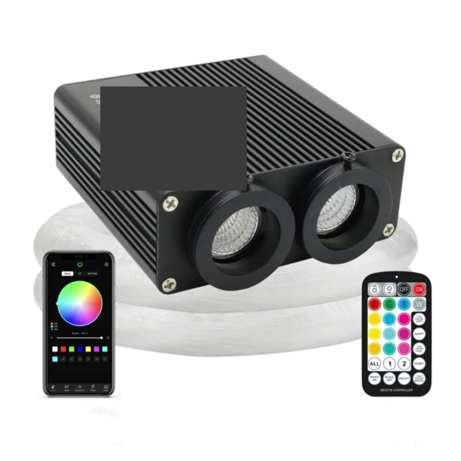 Lampa światłowodowa, 32W Podwójna Głowica Aplikacja Bluetooth I 28 Klawiszy Podsufitka RGBW LED Światłowód Gwiazda Lampa Sufitowa Silnik Wysoka Czułość, Wnętrze Życia w Domu