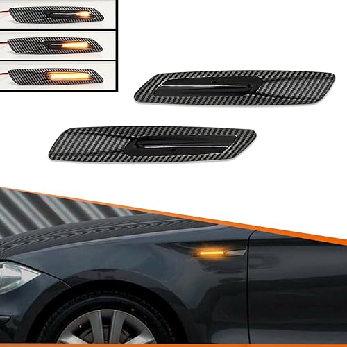 Miniatura 10 de ADIIL Negro F10 estilo ahumado lente delantera Fender secuencial ámbar LED señal de giro lámpara de marcador lateral luces asamblea para BMW 1 3 5