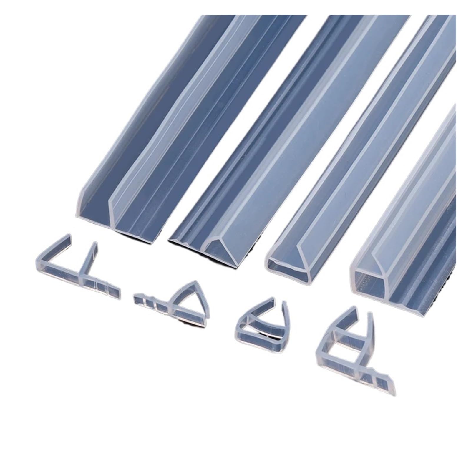 Tiras de sellado for puertas de vidrio de 3/5/10 m, forma H/F/U, de silicona, for baño, ducha, burletes, cinta de sellado for puertas y ventanas.(H,5M,10mm)