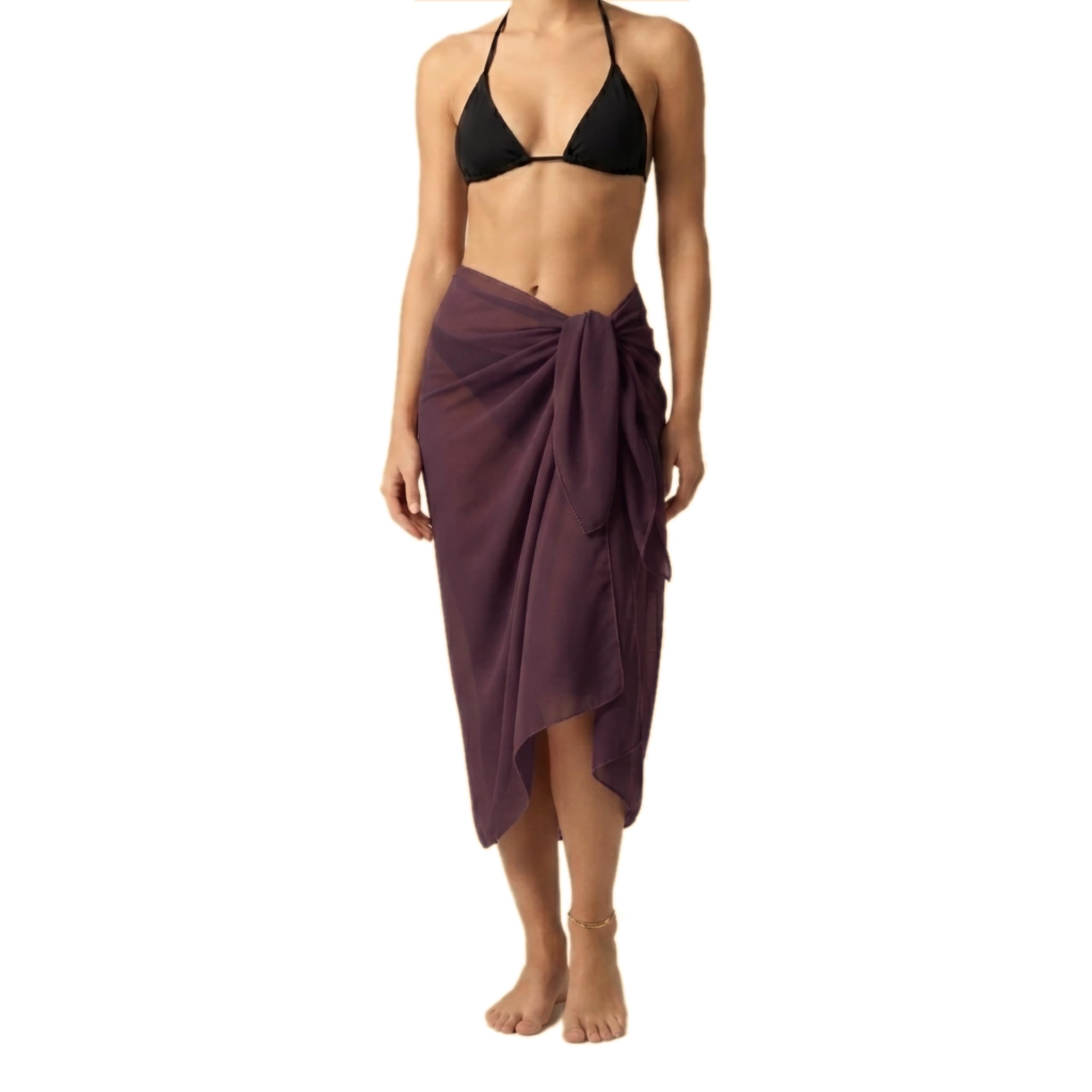 Zakira Women's Purple ’S Chiffon Swimsuit Cover Up Sarong – Lightweight Sheer Beach Wrap For Bikini, Pool & Vacation (Purple)