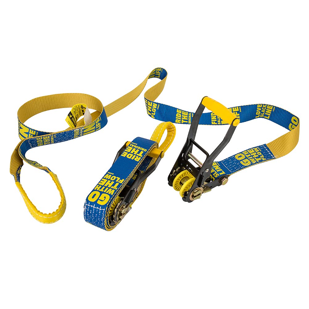 Gibbon 18222 Slackline Flowline Tree Wear Set, 25 m (85,6 Fuß), Kernbalance, Training, Camping, draußen, gelb, FLOWLINE TREEWEAR Gelb