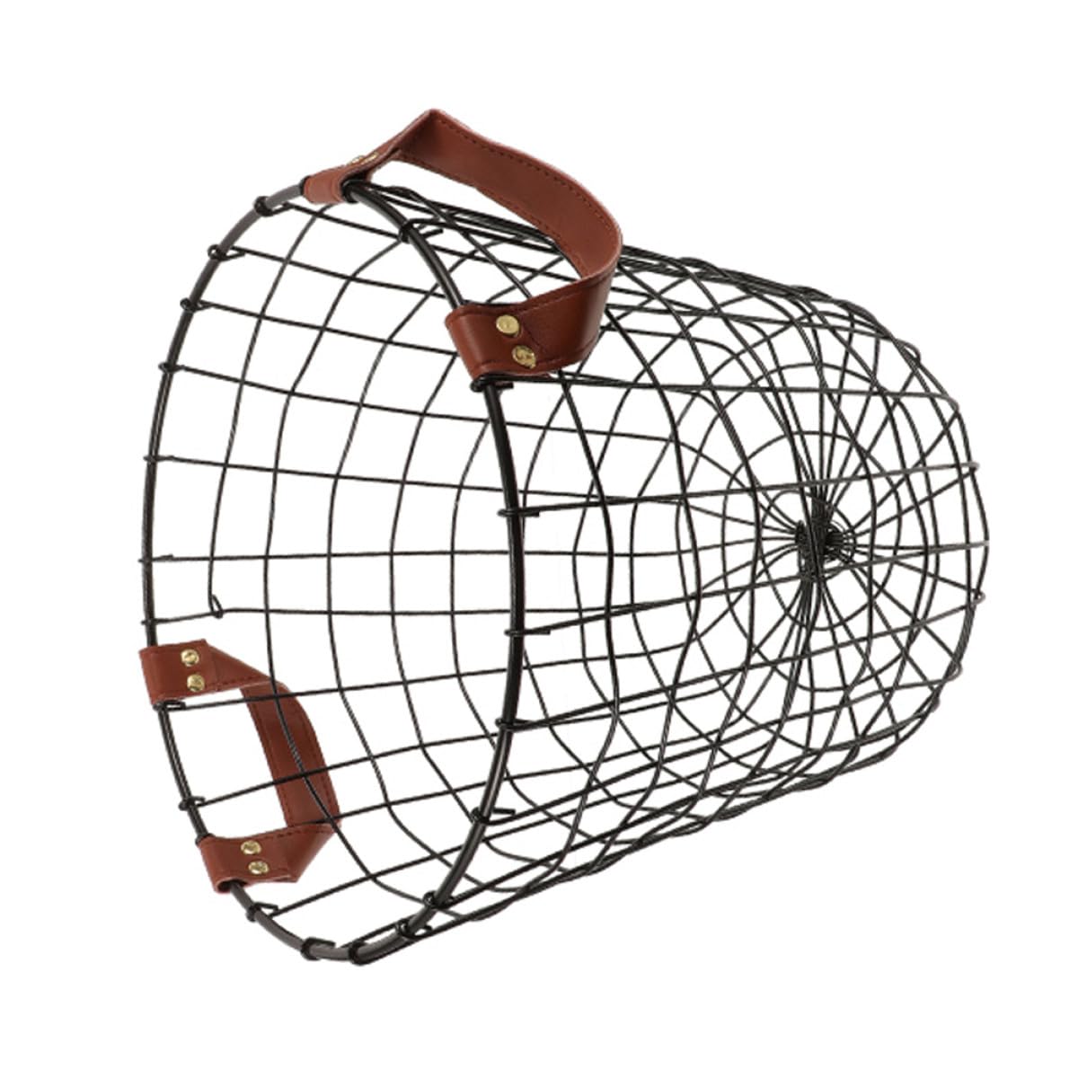 DOITOOL Cesto Porta Legna da Ardere Rotondo in Ferro con Fori di Ventilazione, Manico Portatile e Ampia Capacità, per Uso Indoor e Outdoor in Stile Rustico da Fattoria