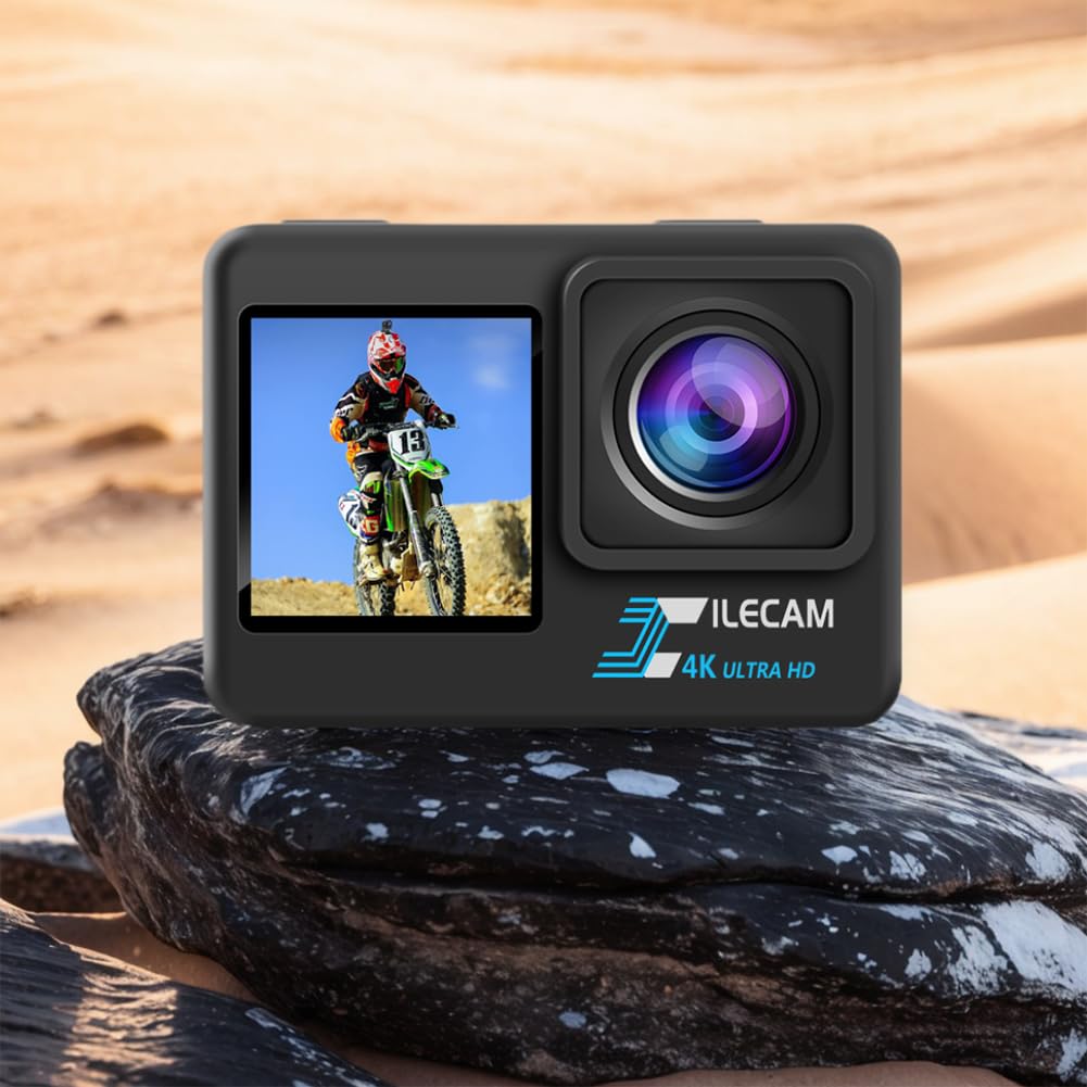 Zewnętrzna kamera sportowa 4K UHD 1080P 30FPS podwójny ekran 2,0 cala IPS rowerowy rejestrator wideo 120° szeroki kąt 30 m