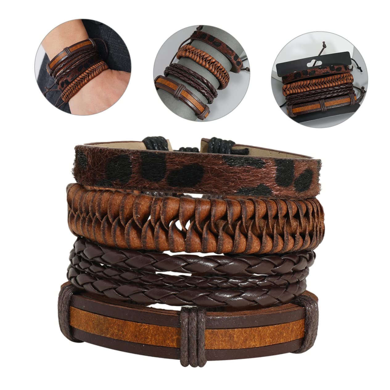 PACKOVE Bracelet strap noir cuir artificiel