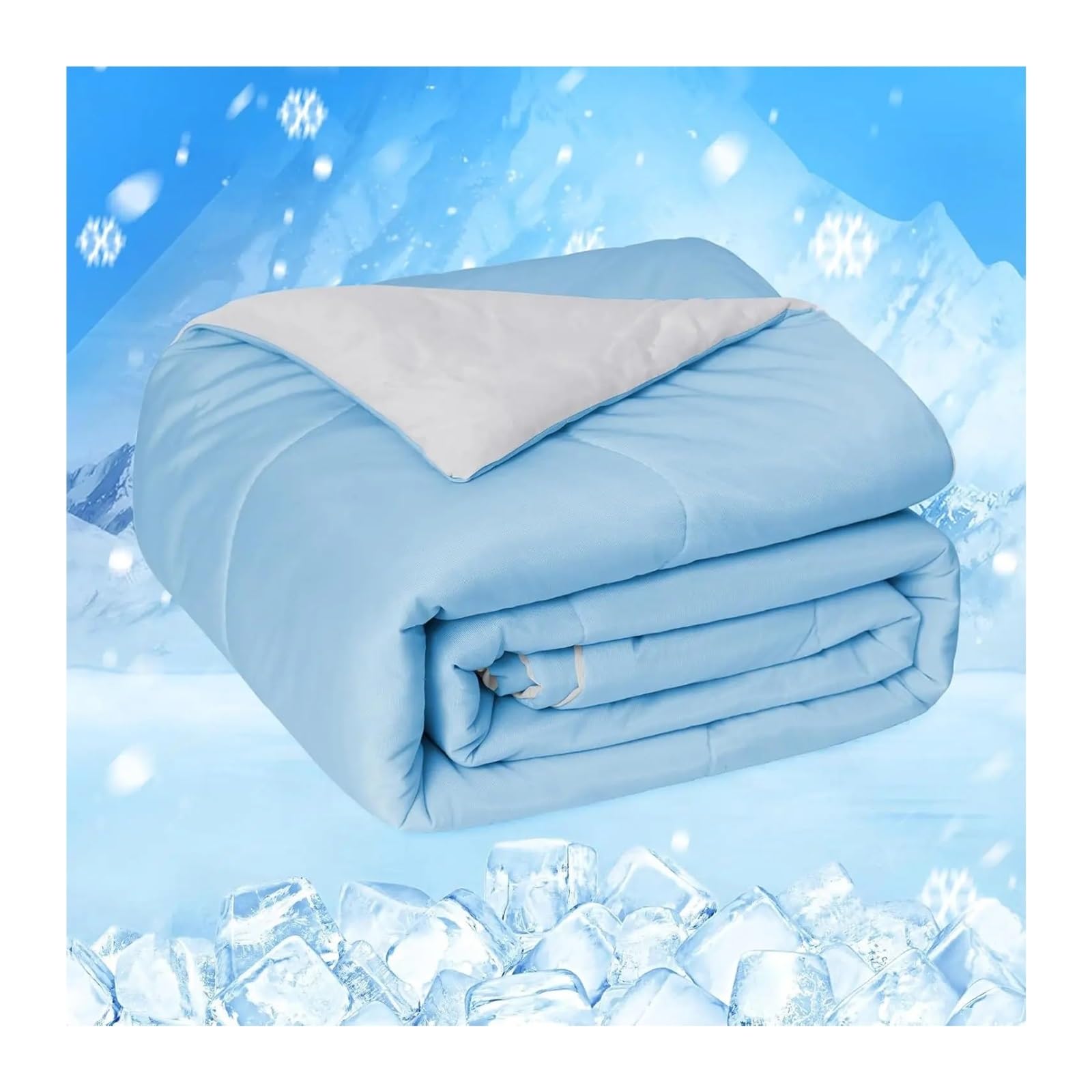 EBzvblxm Cooling Blanket for Summer, Cooling Blanket Double-Sided Cold Fabric Multicolor Multiple Sizes for Night Sweats(Blue,Queen)