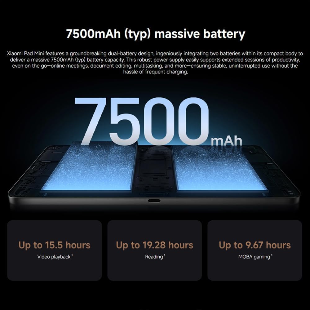 XIAOMI Pad Mini Tablet 12 GB + 512 GB 8,8" Design do pojedynczego uchwytu 3K, kryształowy wyświetlacz ultra gładki do 165 Hz, wyświetlacz MediaTek Dimensity 9400 + masywny 7500 mAh, bateria 67 W
