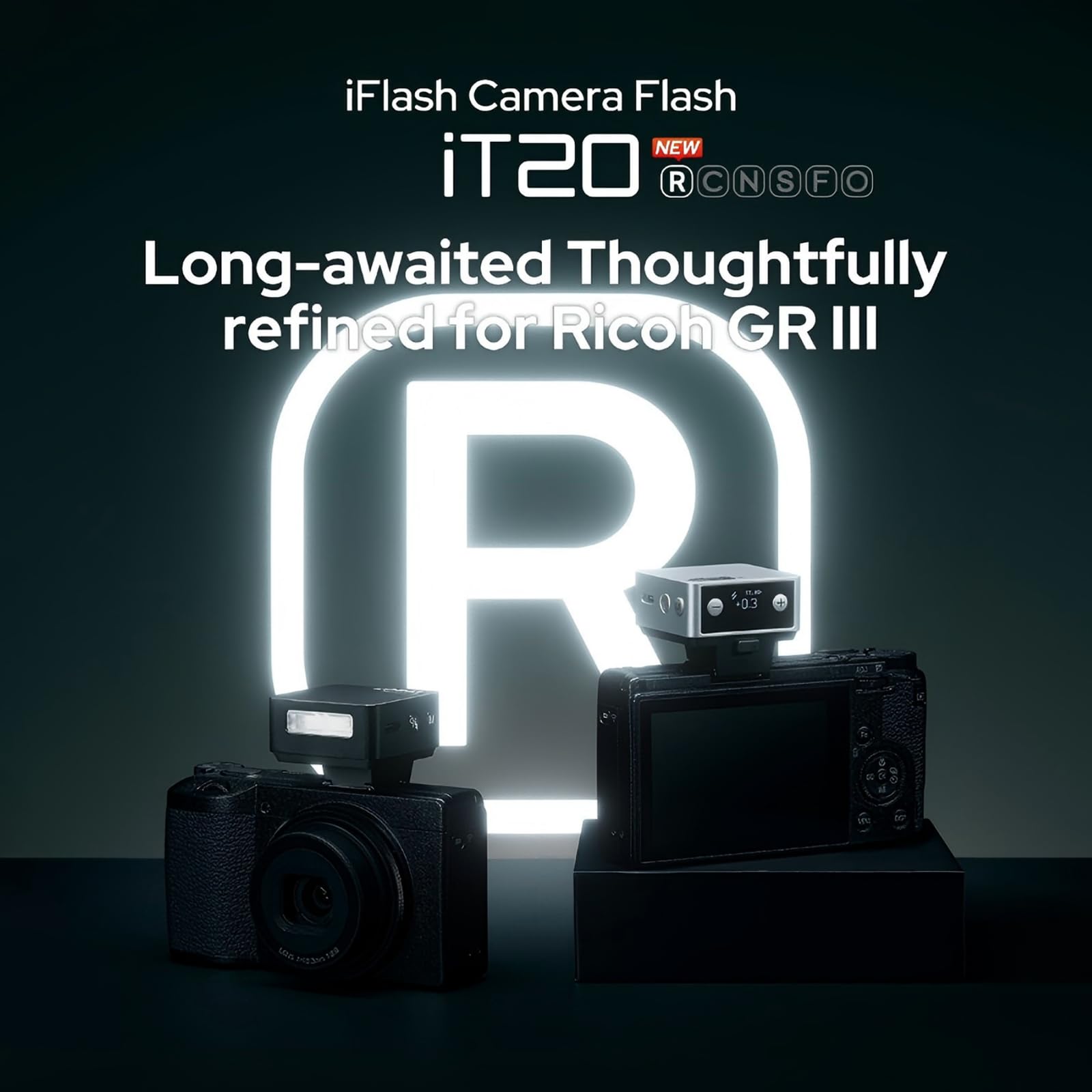 Godox iT20-R Mini Flash TTL para Ricoh GR III y GR IIIx – Flash de Cámara Compacto iT20R, Compatible con P-TTL, Batería Recargable USB-C, Incluye Filtros de Color Magnéticos