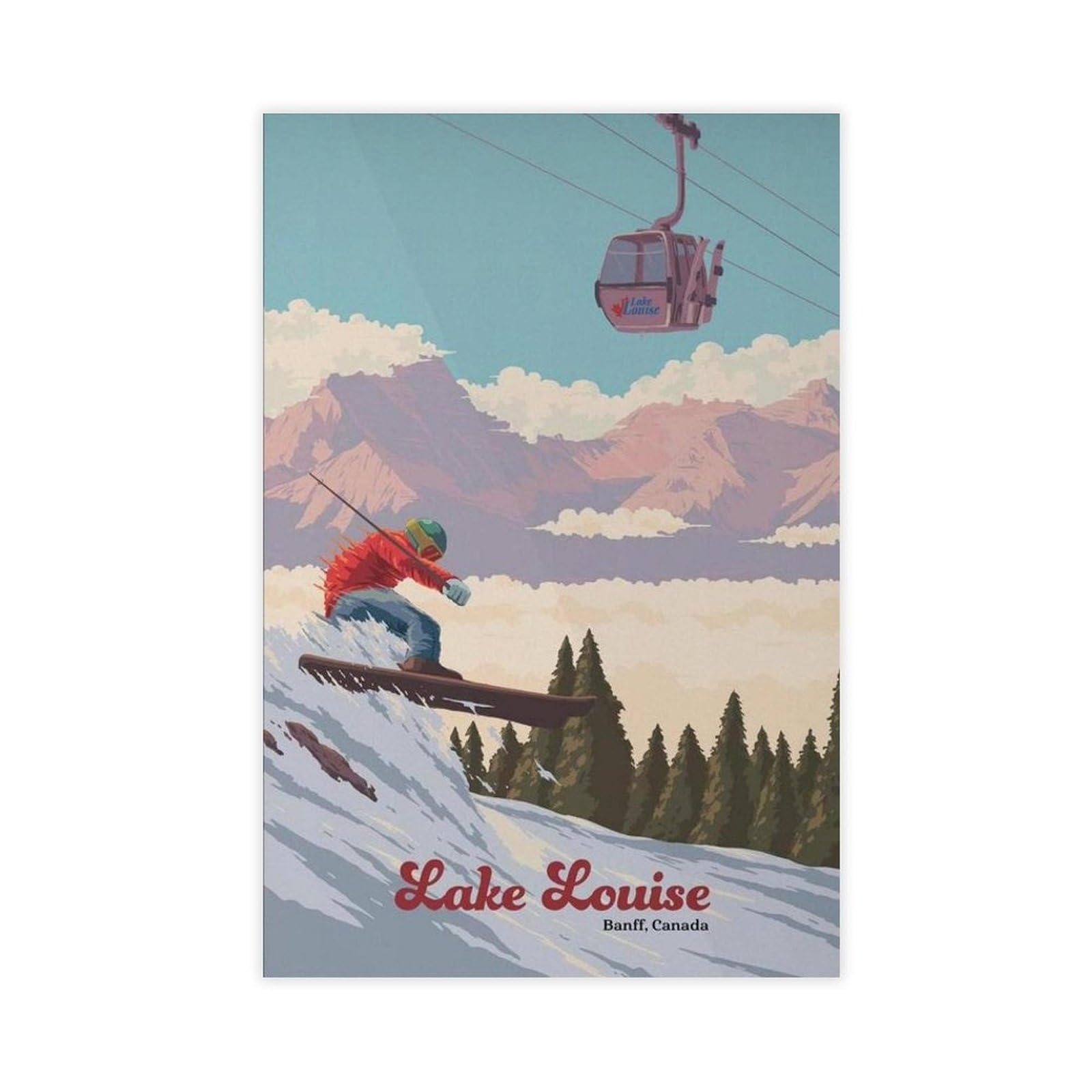 QGVBGF Lake Louise Ski Resort Poster Canvas Poster Bedroom Decor Landscape Office Room Decor Gift 12x18inch(30x45cm)