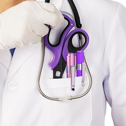 Miniatura 2 de MEUUT Paquete de 3 tijeras médicas y linternas para enfermeras con cuatro baterías, una tijera patentada de 8 pulgadas para trauma, vendaje de