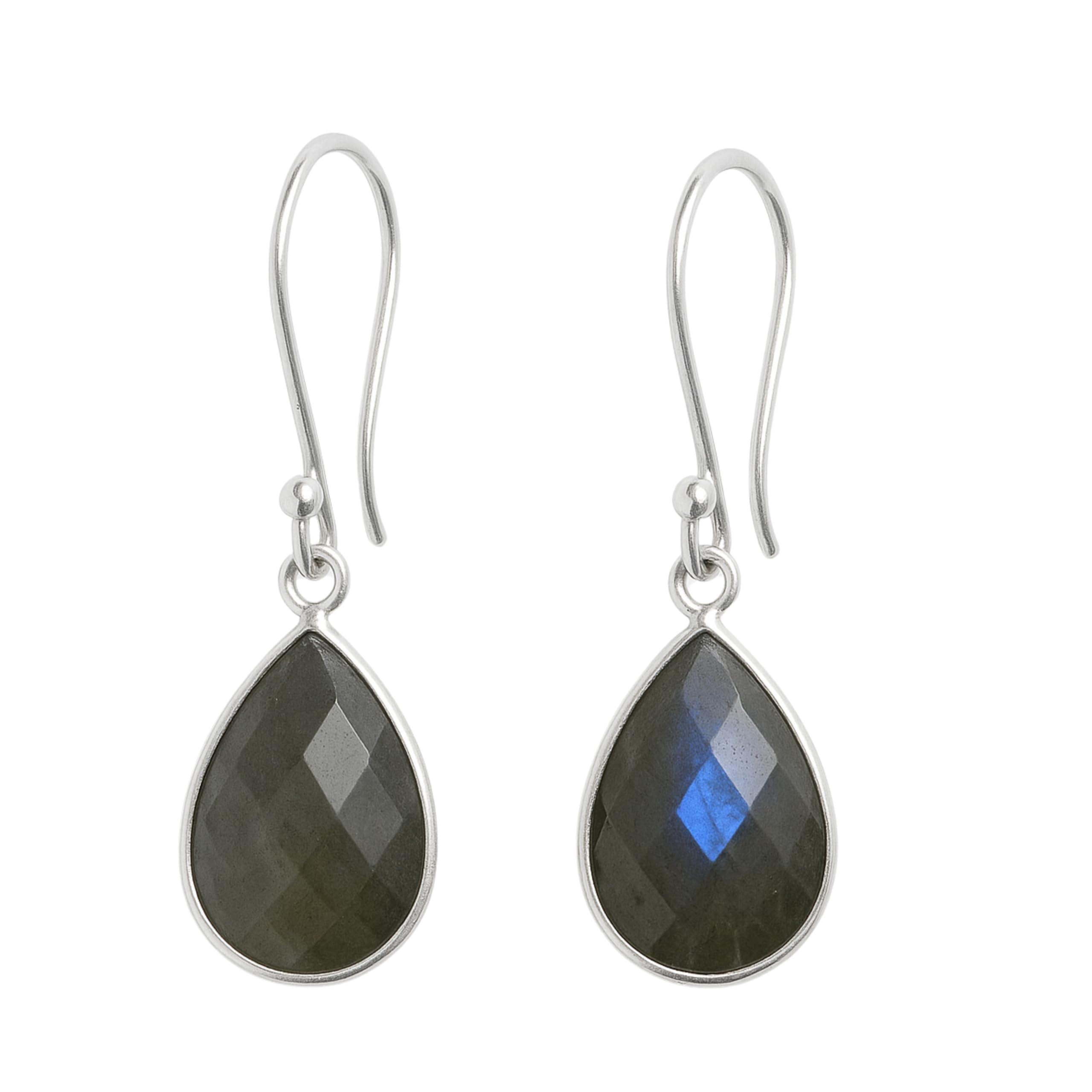 Labradorit Tropfenform Sterling Silber Ohrringe