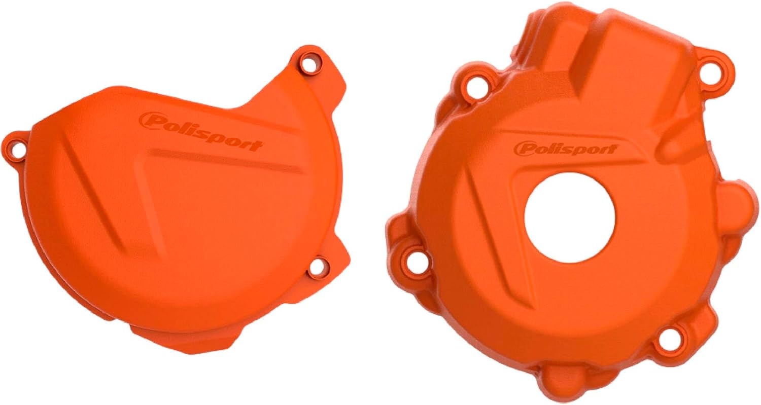 Polisport Clutch and Ignition Cover Protector Kit (Orange) - Compatible with KTM EXC-F 250 (2014-2016)