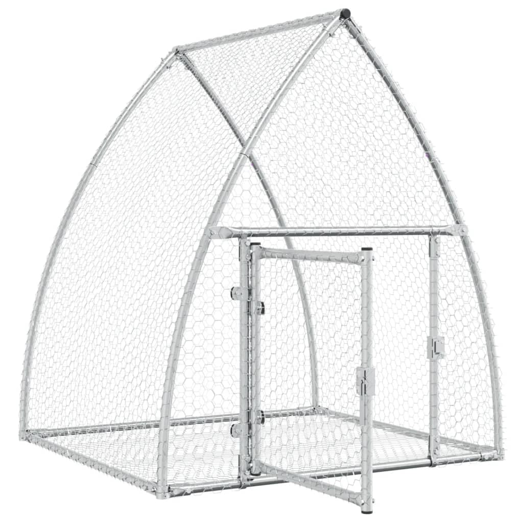 Conejera plateada de acero galvanizado, 105 x 100 x 120 cm, con puerta y cerradura, jaula para animales pequeños para conejos, casa de roedores, rueda libre y salida al aire libre para