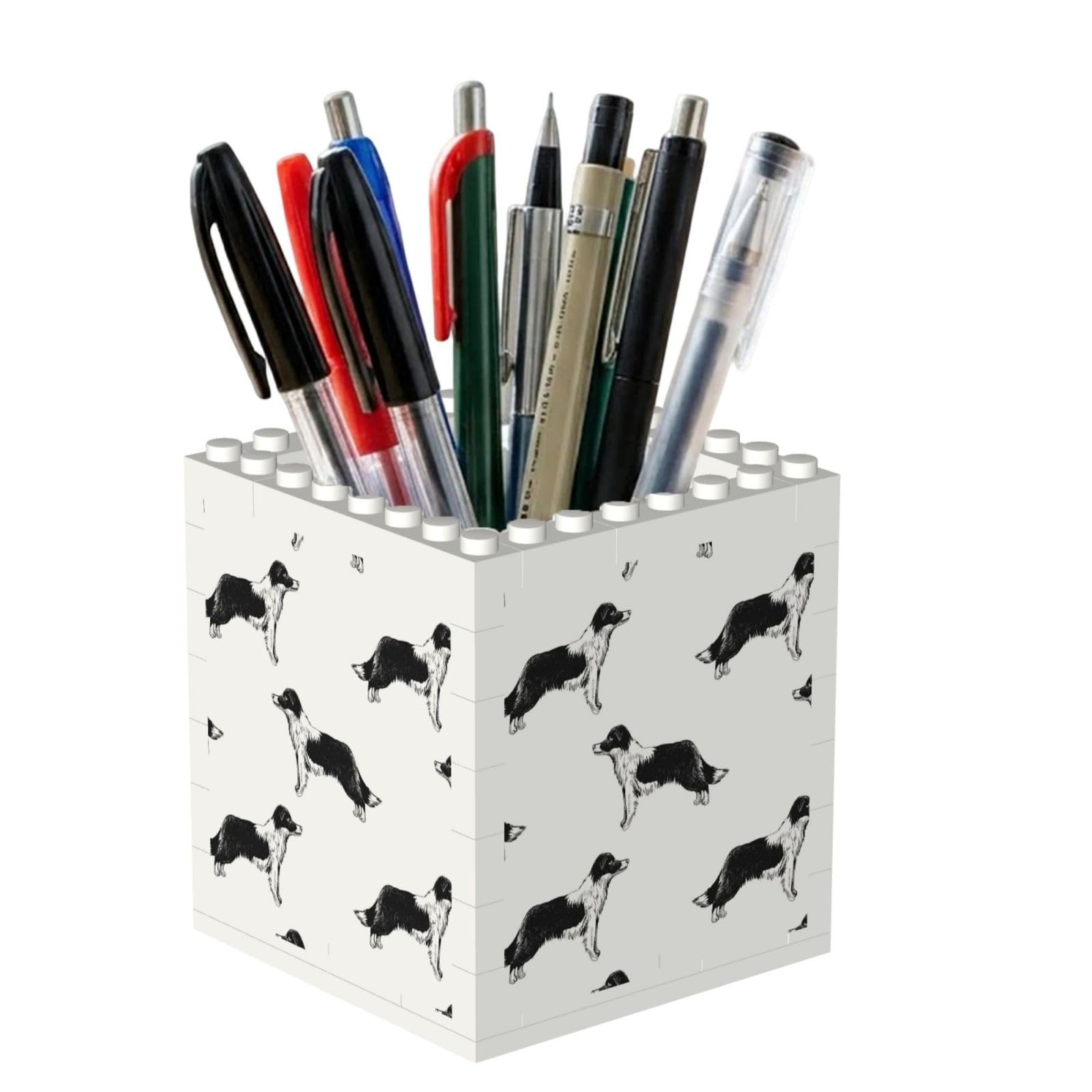 Poadnly Border Collies, Pen Pot Pencil Holder for Office Home School, Compact Desk Organiser for Office Stationery