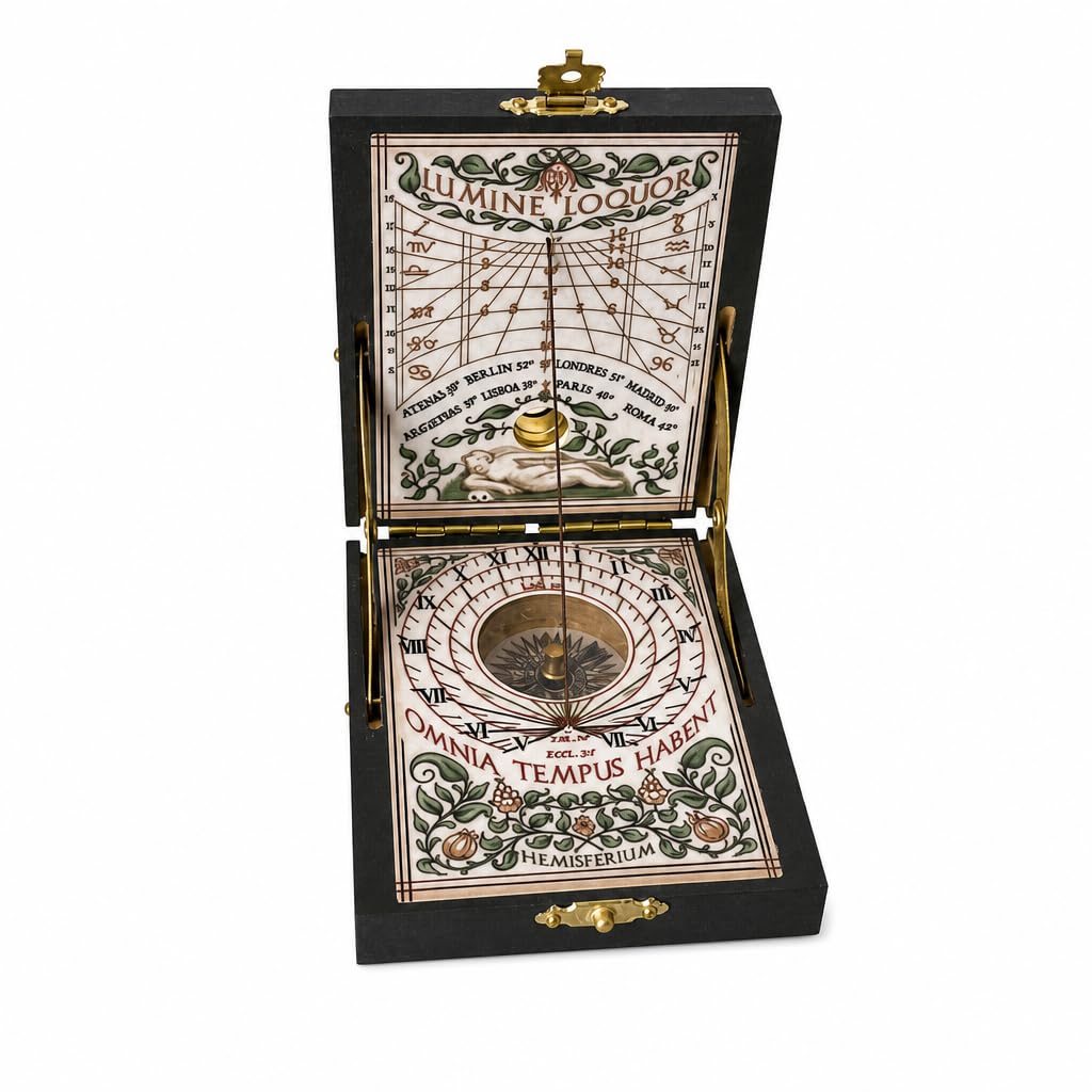Kit scientifique d'astronomie : montre solaire Kepler de poche (H-04) avec boussole et rose des vents | Réplique historique fonctionnelle (siècles XVI-XVII) | Jouet éducatif STEM et de
