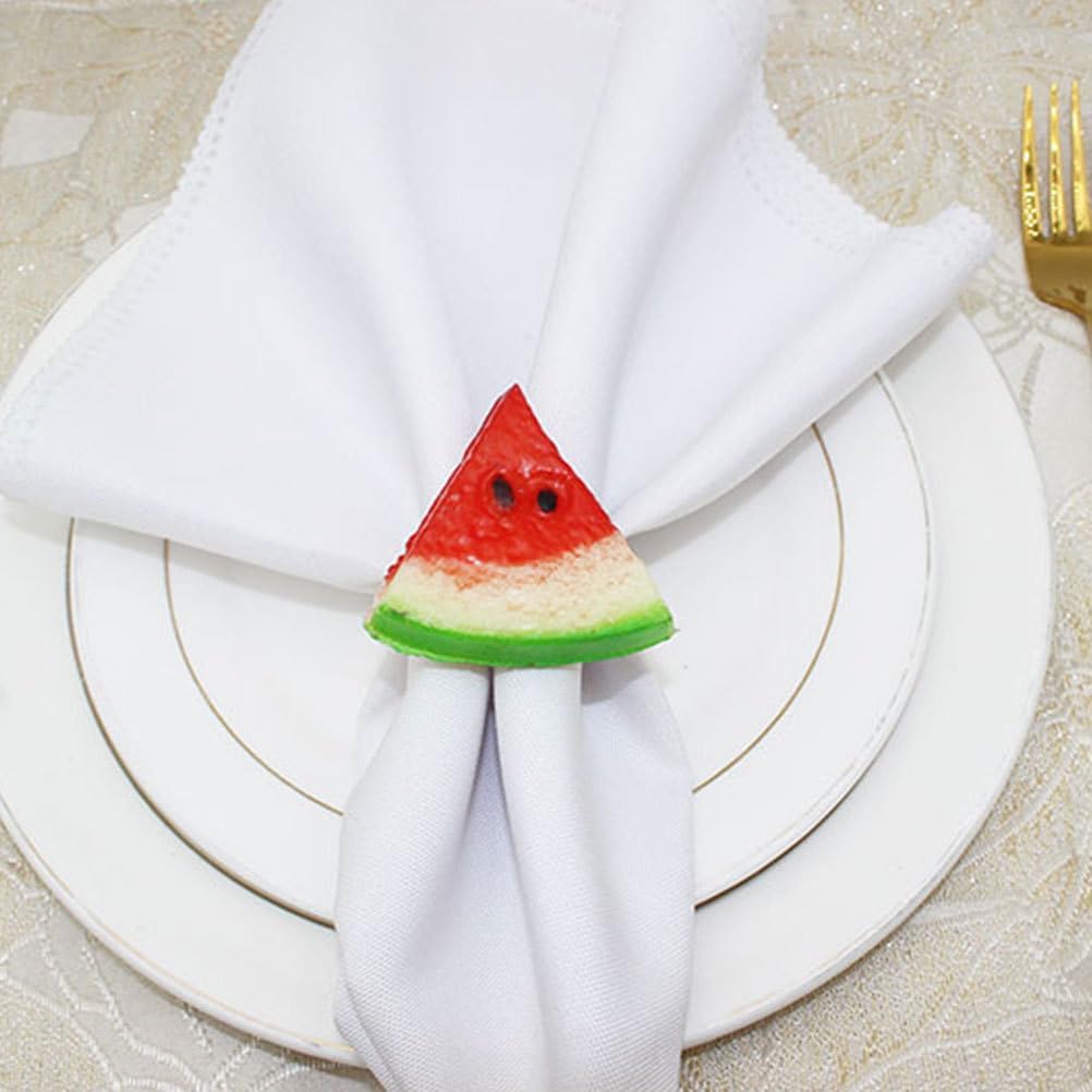 PRETYZOOM Watermelon Napkin Rings Set of 12, Golden Napkin Buckle, Alloy Fruits Napkin Holder, Summer Party Dining Table Decoration