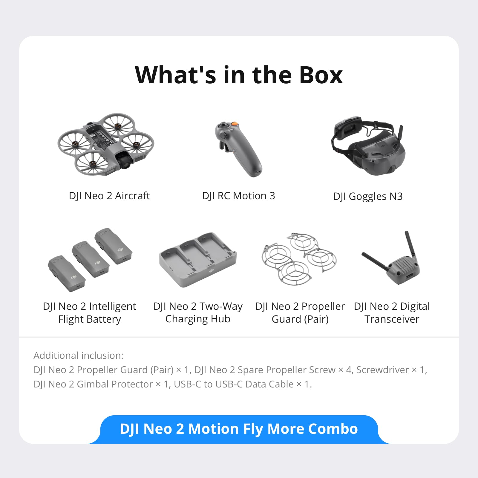 DJI Neo 2 Motion Fly More Combo With RC Motion 3 & Goggles N3, Stable Transmission With Digital Transceiver, 4K Drone for Beginners, FPV Flying, 3 Batteries