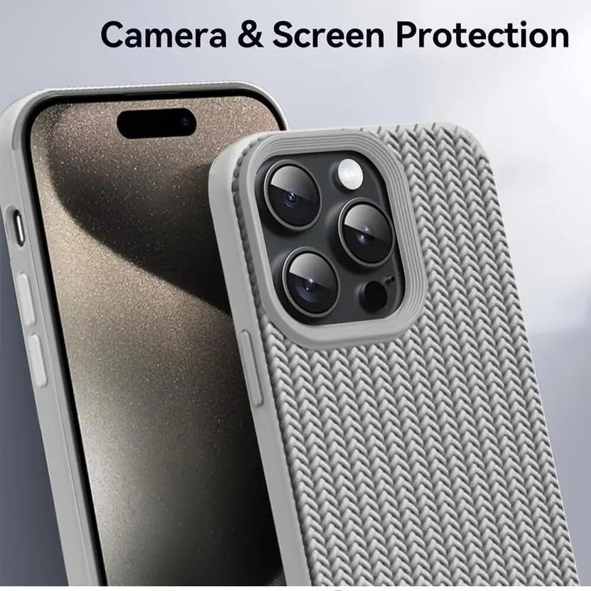 Image of Compatible with iPhone 15 Pro Max | Premium Textured Microfiber Candy Protective Case | Shock-Absorbing Back Cover with Enhanced Camera Guard (Gray)