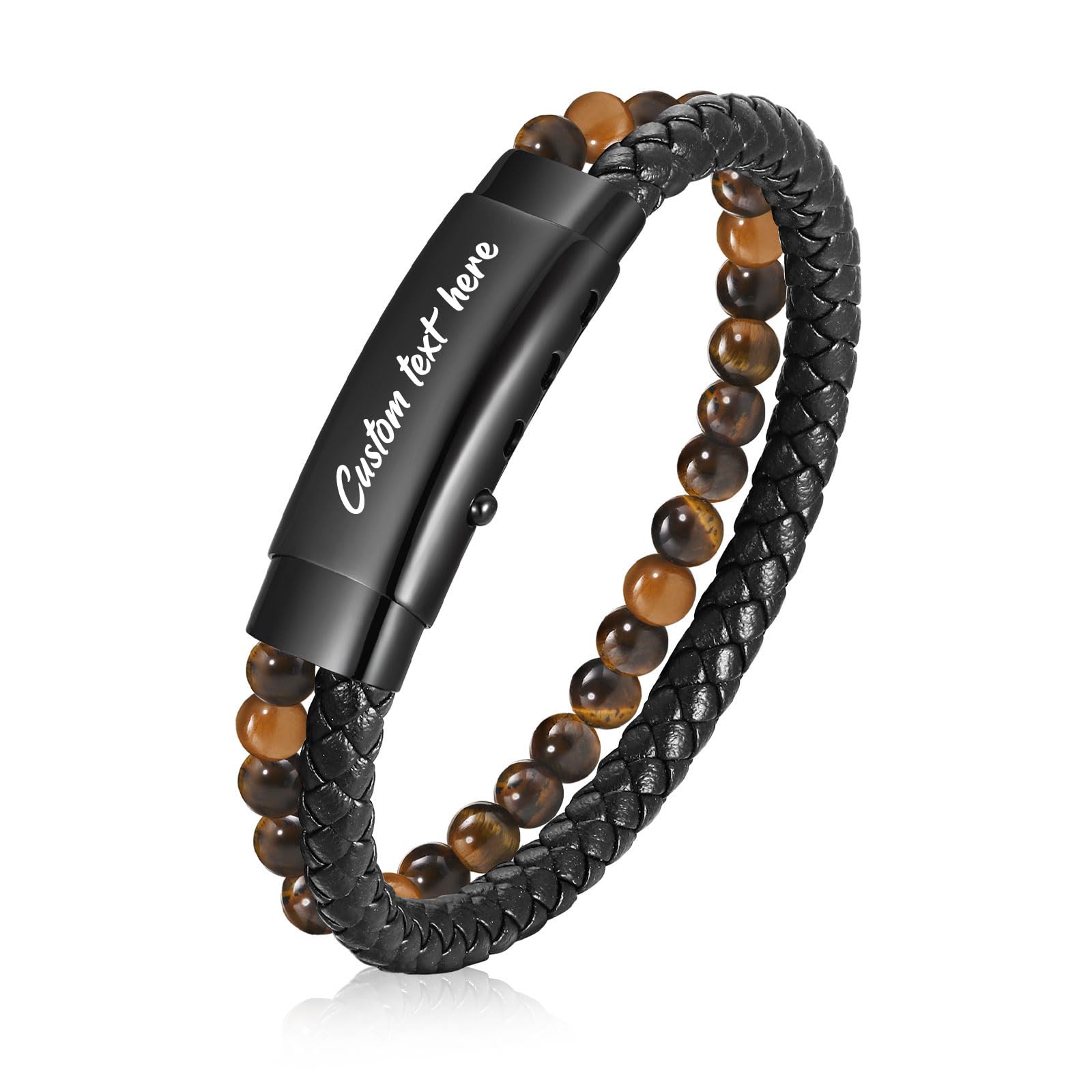 VNOX Men's Inspirational Mantra Engarved Handmade Braided Leather Adjustable Cuff Bangle Bracelet Encouragement Motivational Gift for Men