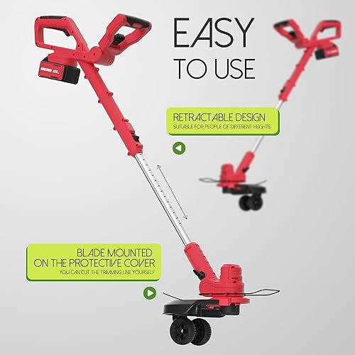 Miniatura 5 de Flora GURAD - Cortadora eléctrica para cortacésped y recortadora de césped, batería de larga duración, carga rápida, protección de goma, ideal para