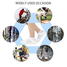 Waterproof Shoe Covers, Non-Slip Water Resistant Overshoes Silicone Rubber Rain Shoe Cover Protectors for Kids, Men, Women (Medium, White)