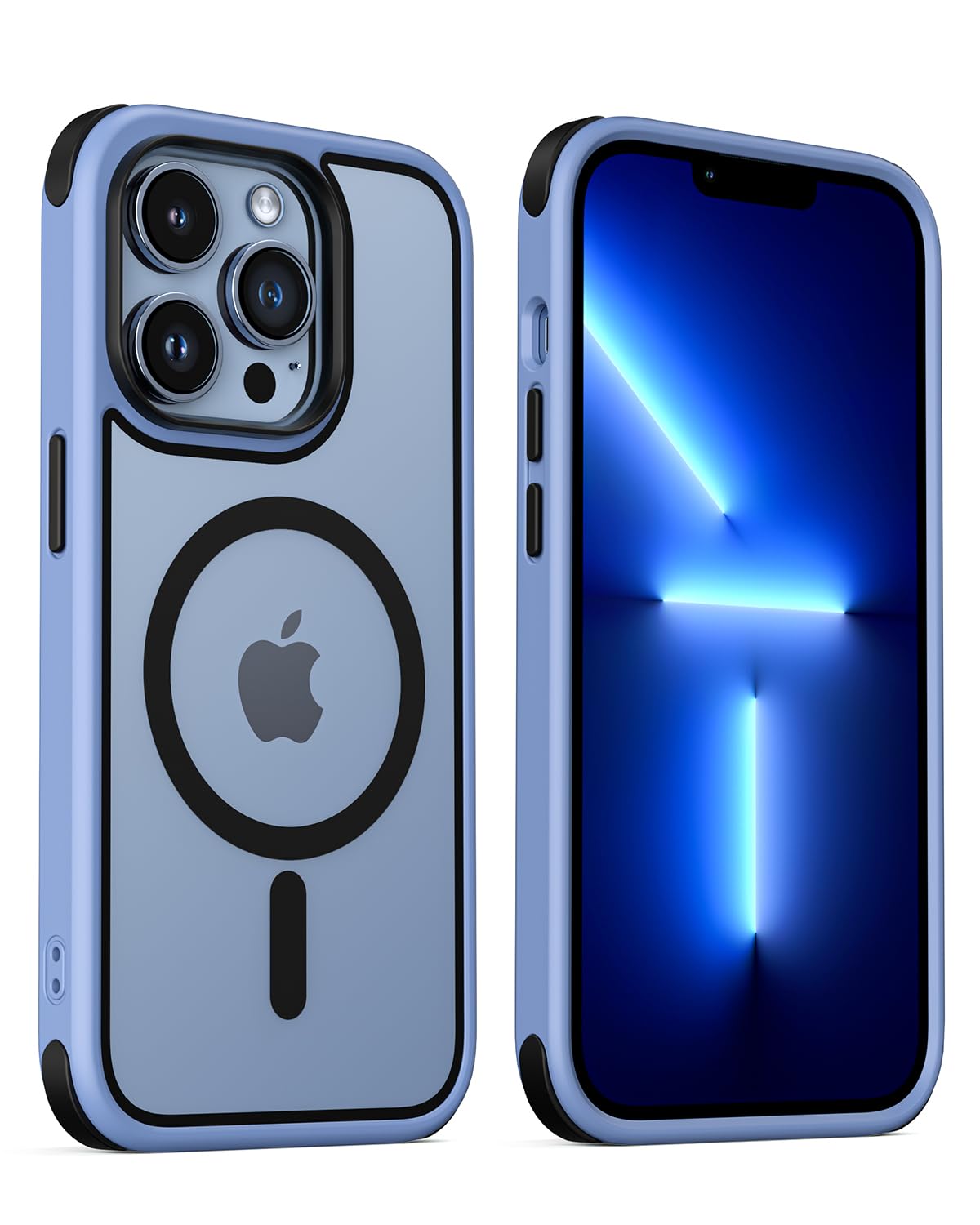 MobNano Hybride magnetische doorzichtige hoes voor iPhone 15 hoes [ compatibel met MagSafe] stootvast bumper transparant sterke magneet telefoonhoes siliconen iPhone 15 case - Blauw/Oranje