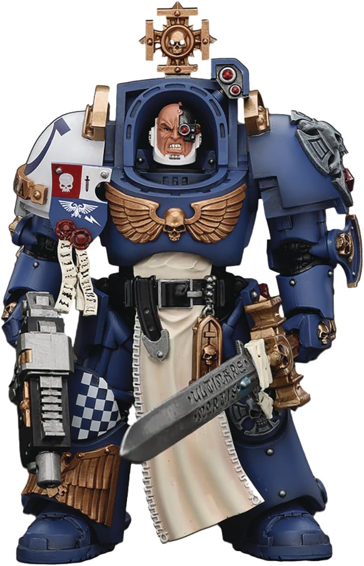 JoyToy Warhammer 40K Ultramarines Captain in Terminator Armor 1:18 Scale 5.5-Inch Action Figure – Collectible Space Marine with Power Sword, Storm Bolter & Articulated Joints for Display & Wargaming