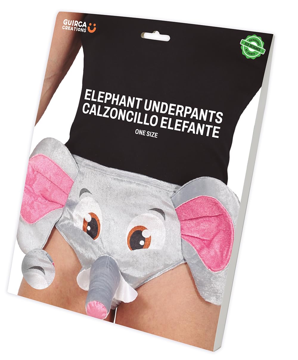 FIESTAS GUIRCA | Slip Elephant - Śmieszne bokserki na wieczór kawalerski i imprezę - dodatek do kostiumu na przyjęcie kawalerskie i uroczystości - dorosły mężczyzna - szary
