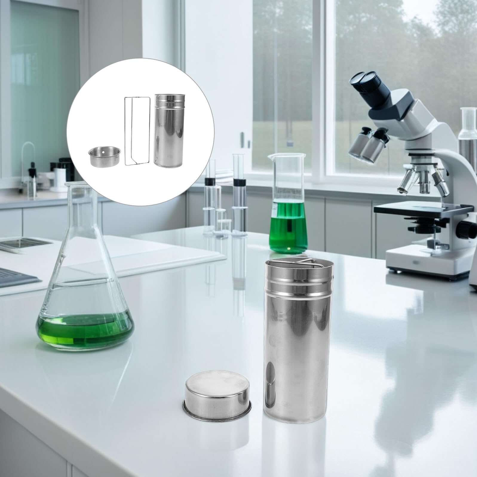 Frasco de de Laboratorio Acero Inoxidable con Tapa Hermética para Placas de Petri de 60 MM Contenedor Esterilizable para Cultivo Celular y Almacenamiento Seguro Microbiología
