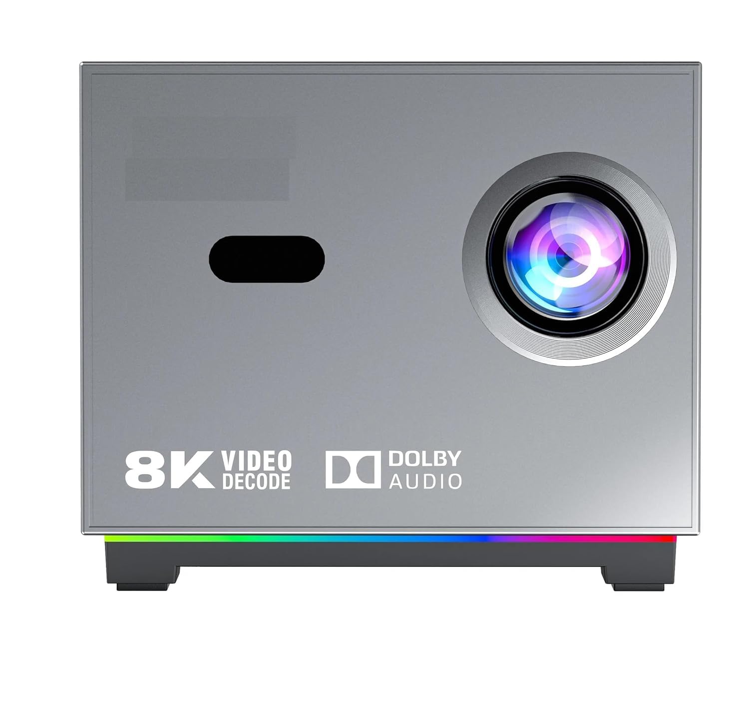 [8K/4K Video Decode Support & Electric Focus] Mini Projector with 5G WiFi and Bluetooth, Portable Smart Movie Projector for iOS/Android/TV Stick with LED Lighting, Built-in More App Grey-image-10