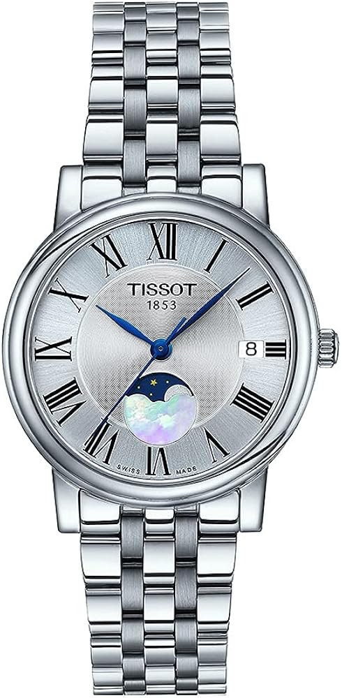 Tissot Carson Moonphase 316L Cassa in acciaio inossidabile Cinturino svizzero al quarzo, grigio, 16 (Modello: T1222231103300), grigio, orologio al quarzo, Grigio, Orologio al quarzo